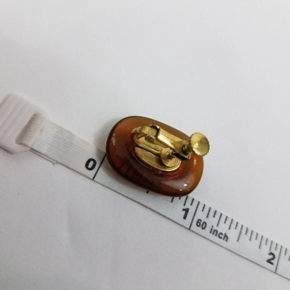 Amber Faux Gold Tone Clip On Earrings Screw Back T - Picture 8 of 8